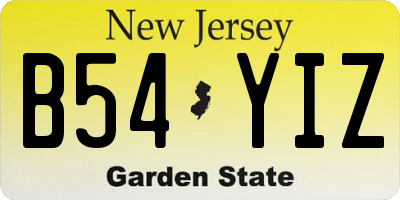 NJ license plate B54YIZ