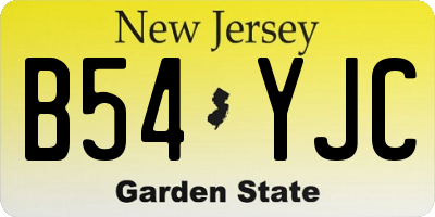 NJ license plate B54YJC