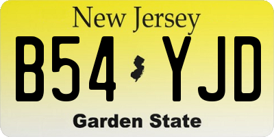 NJ license plate B54YJD