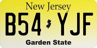 NJ license plate B54YJF