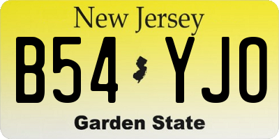 NJ license plate B54YJO