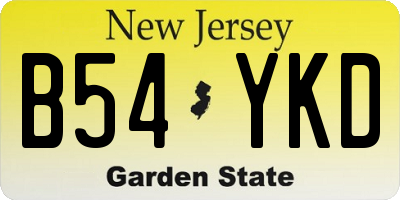 NJ license plate B54YKD