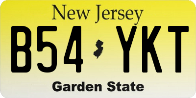 NJ license plate B54YKT