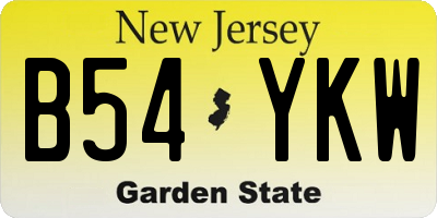 NJ license plate B54YKW