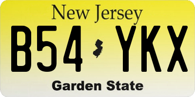 NJ license plate B54YKX