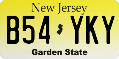 NJ license plate B54YKY