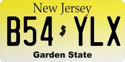 NJ license plate B54YLX