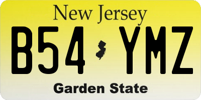 NJ license plate B54YMZ