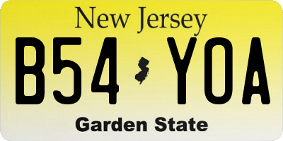 NJ license plate B54YOA