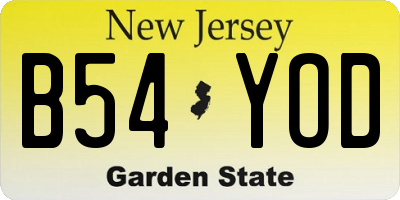 NJ license plate B54YOD