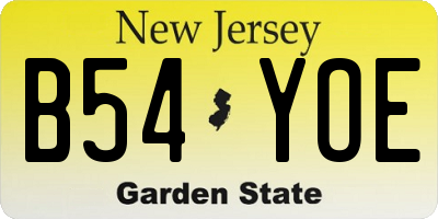 NJ license plate B54YOE