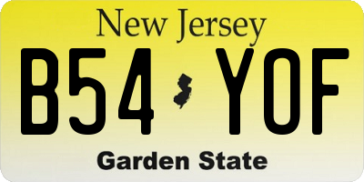 NJ license plate B54YOF