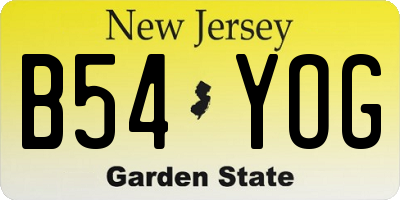 NJ license plate B54YOG