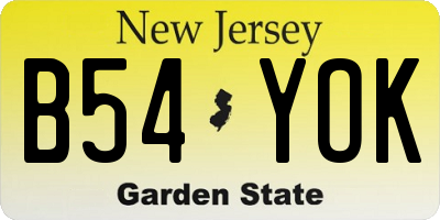 NJ license plate B54YOK