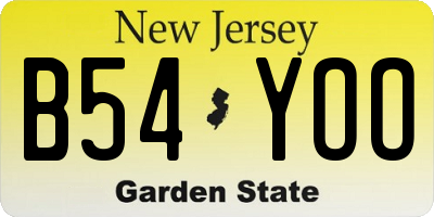 NJ license plate B54YOO
