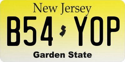 NJ license plate B54YOP