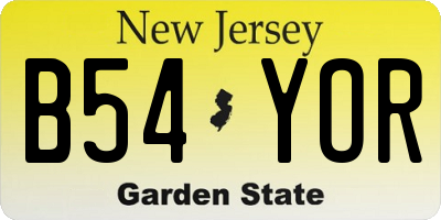 NJ license plate B54YOR