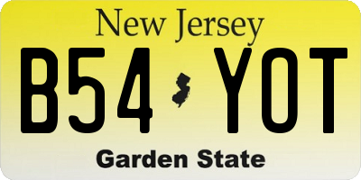 NJ license plate B54YOT