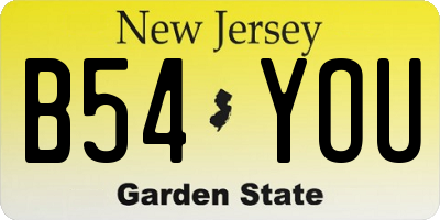 NJ license plate B54YOU