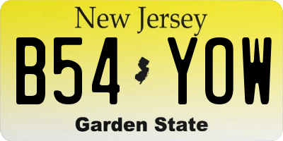 NJ license plate B54YOW