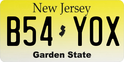NJ license plate B54YOX