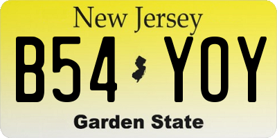 NJ license plate B54YOY
