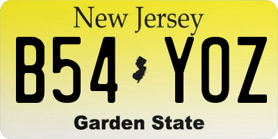 NJ license plate B54YOZ
