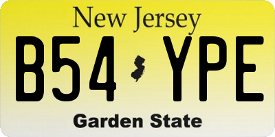 NJ license plate B54YPE