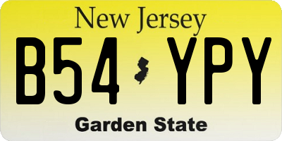 NJ license plate B54YPY