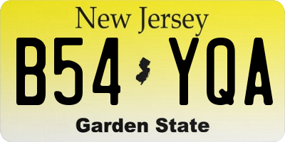 NJ license plate B54YQA