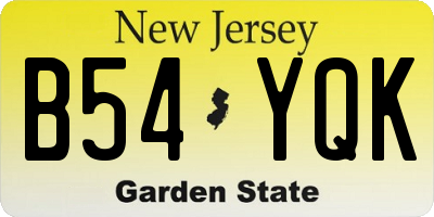 NJ license plate B54YQK