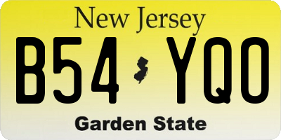NJ license plate B54YQO