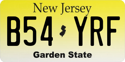 NJ license plate B54YRF