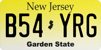 NJ license plate B54YRG