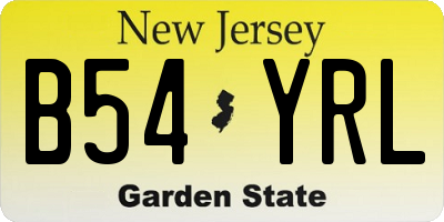 NJ license plate B54YRL