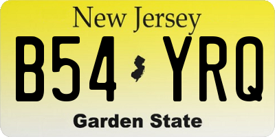 NJ license plate B54YRQ