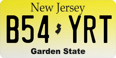 NJ license plate B54YRT