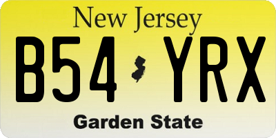NJ license plate B54YRX