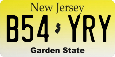 NJ license plate B54YRY