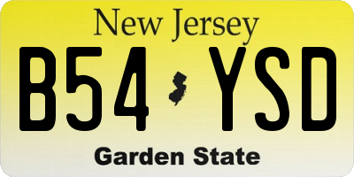 NJ license plate B54YSD