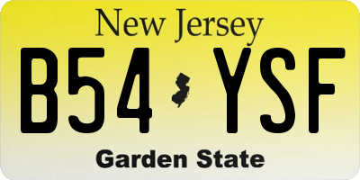 NJ license plate B54YSF