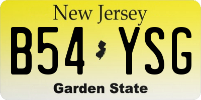 NJ license plate B54YSG