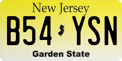 NJ license plate B54YSN
