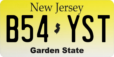 NJ license plate B54YST