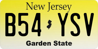 NJ license plate B54YSV