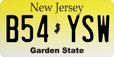 NJ license plate B54YSW