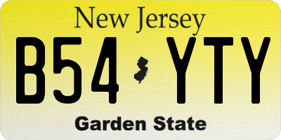 NJ license plate B54YTY