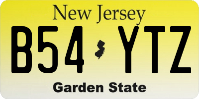 NJ license plate B54YTZ
