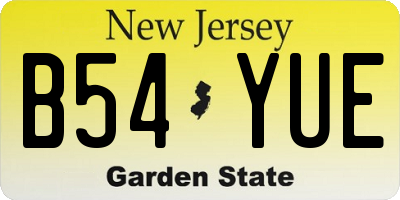 NJ license plate B54YUE