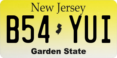 NJ license plate B54YUI